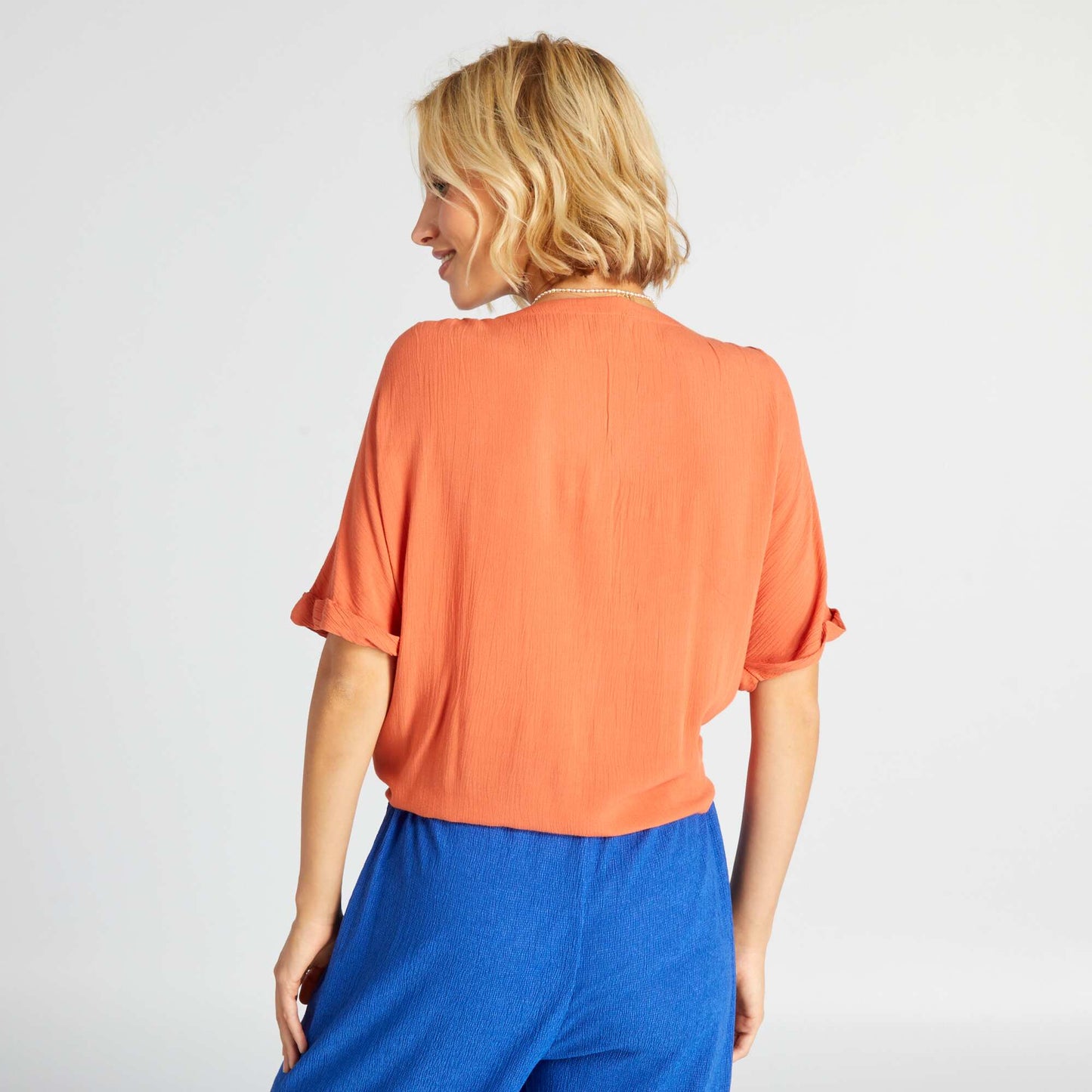 Flowing crêpe blouse orange