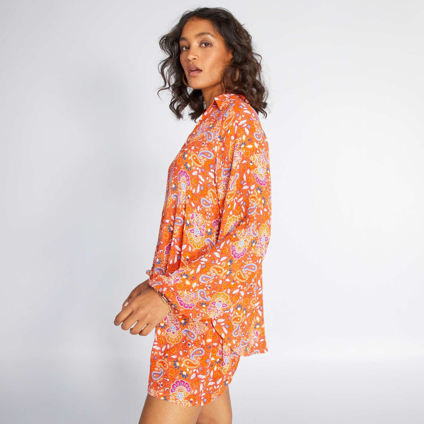 Flowing paisley print blouse ORANGE