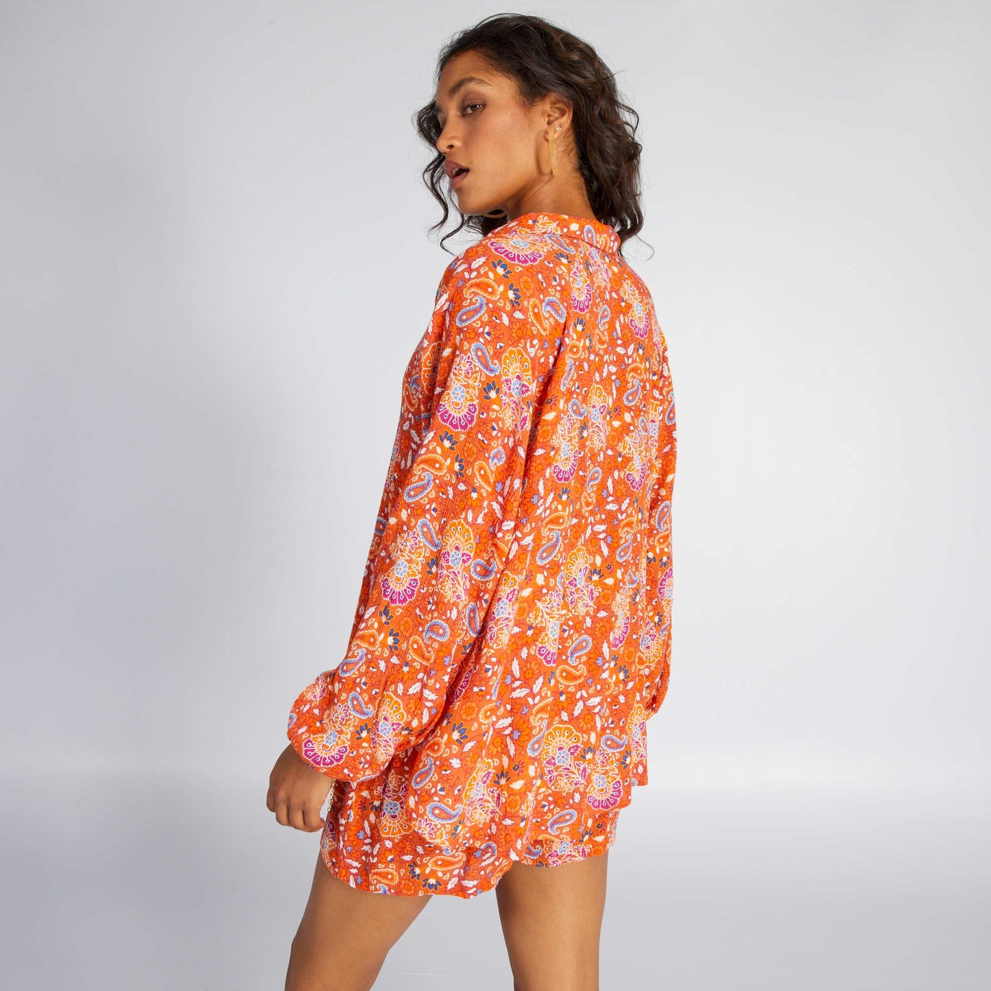 Flowing paisley print blouse ORANGE