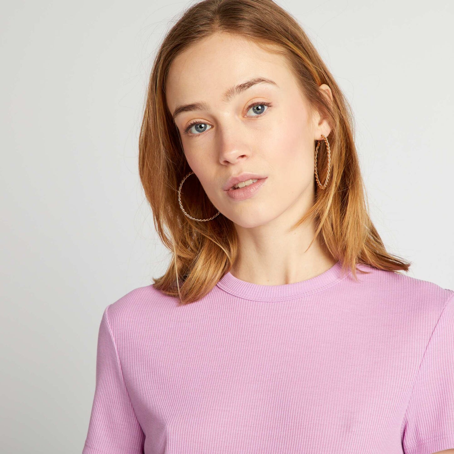 Ribbed knit T-shirt PINK