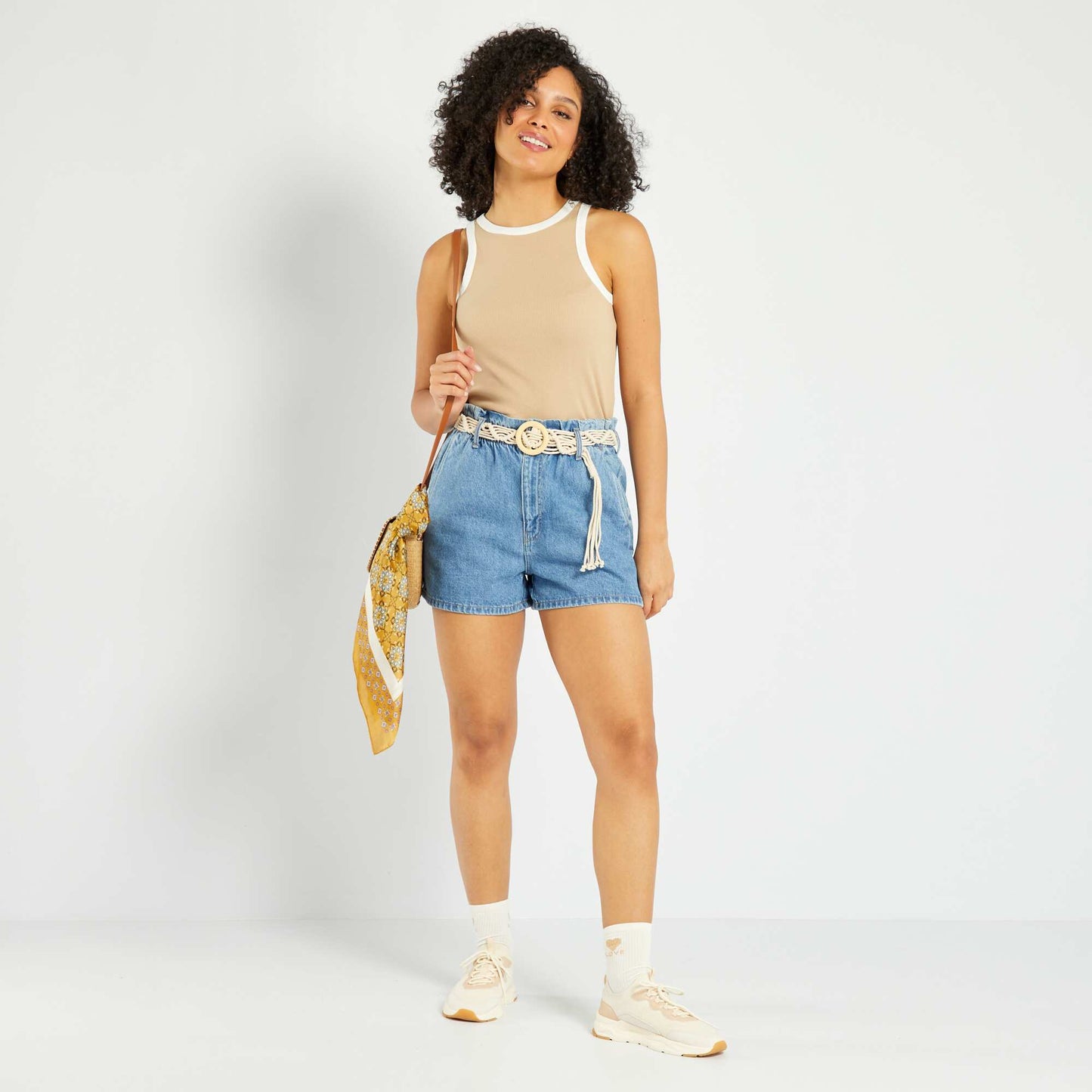 Paperbag denim shorts - L30 BLUE