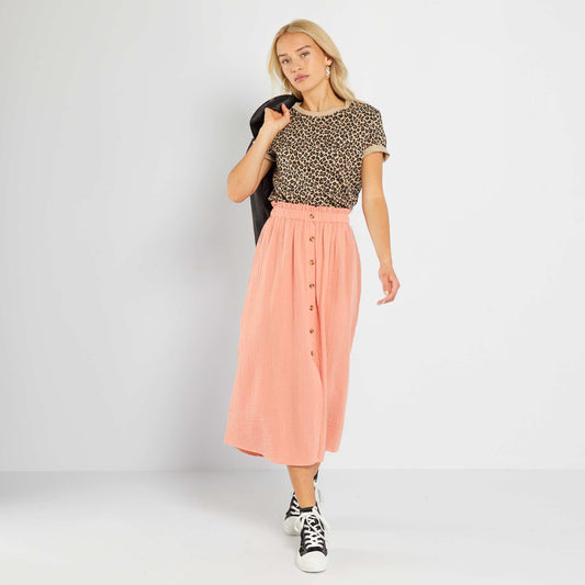 Cotton gauze midi skirt ORANGE TER