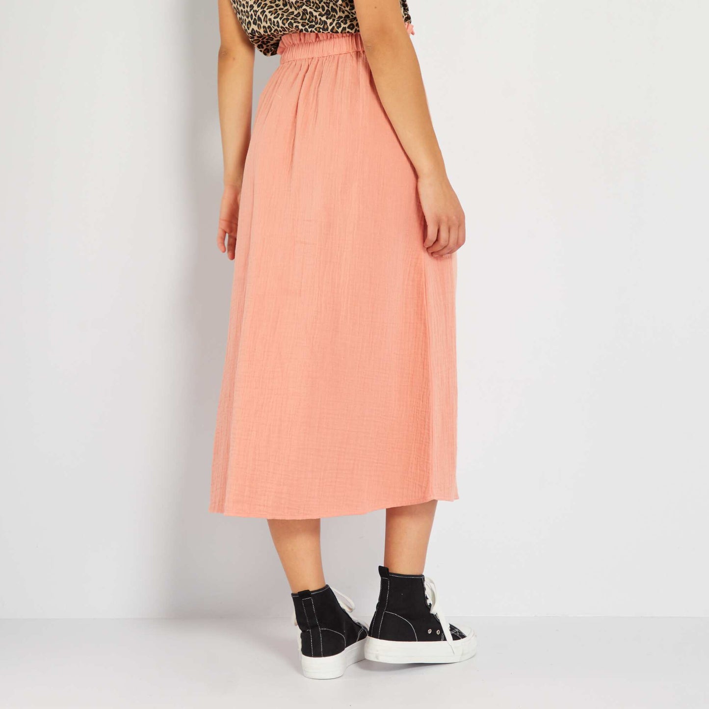 Cotton gauze midi skirt ORANGE TER