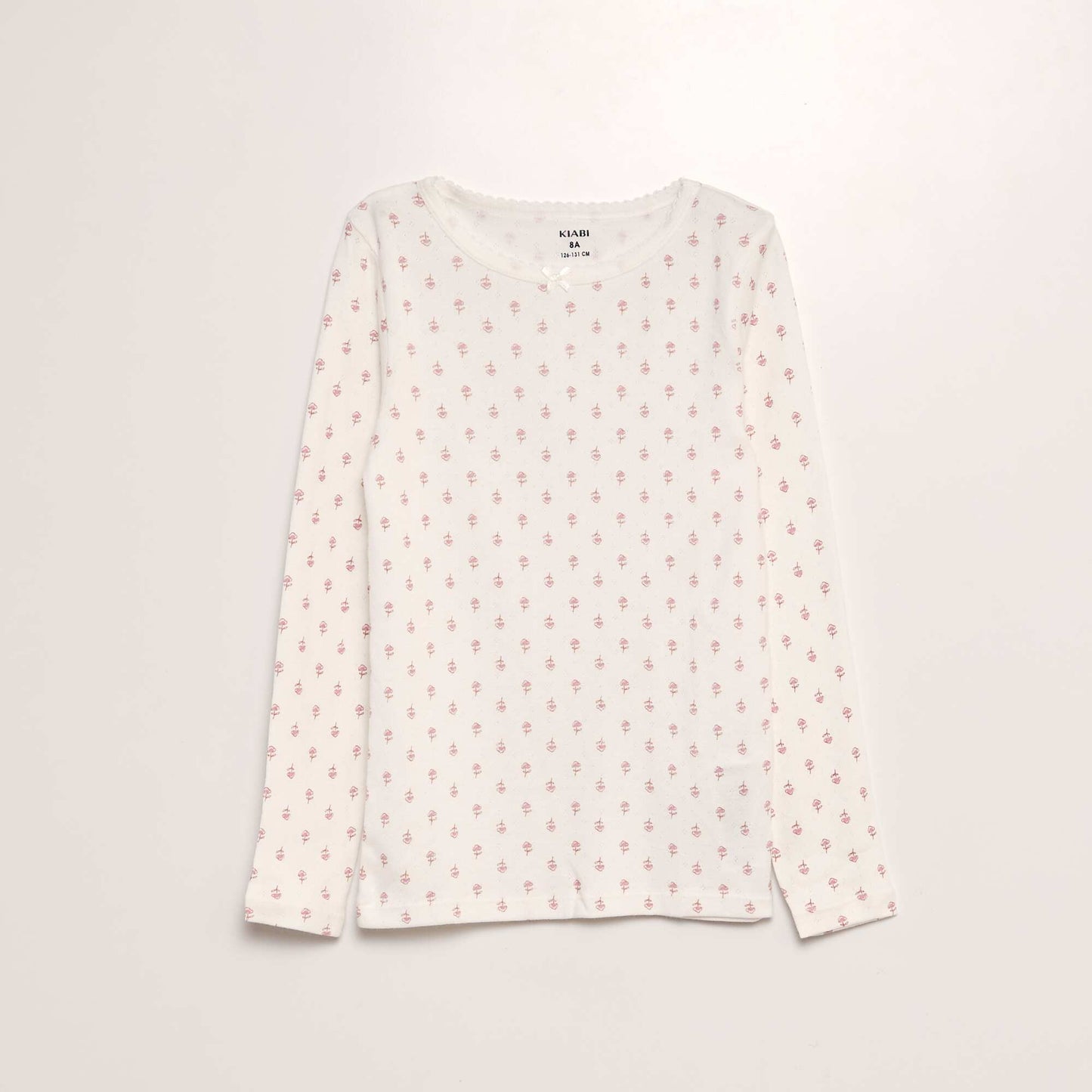 Pointelle knit T-shirt WHITE