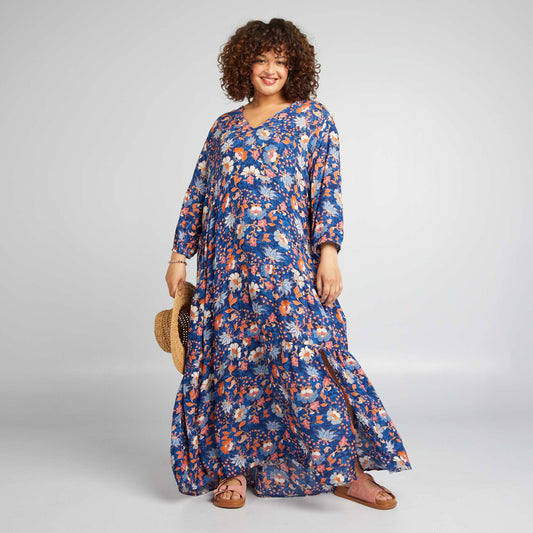 Long printed dress BLUE