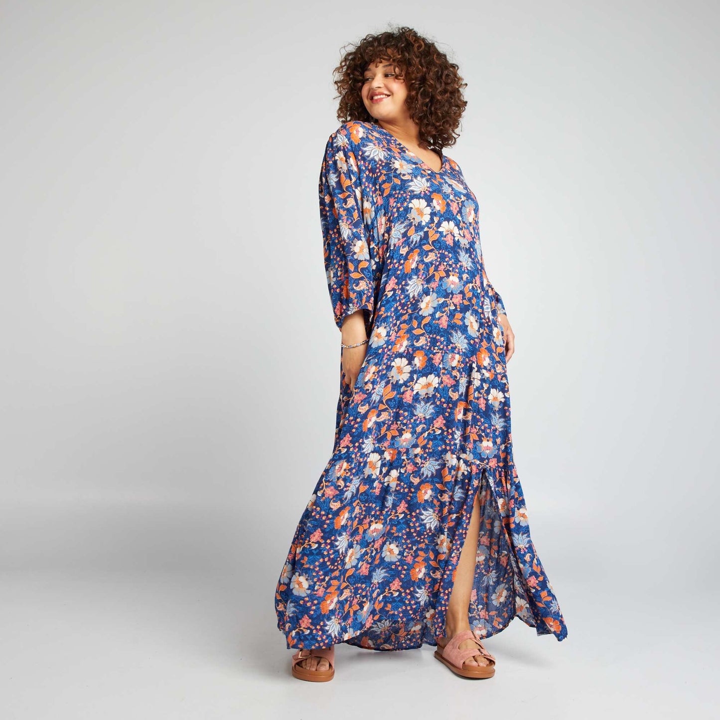 Long printed dress BLUE