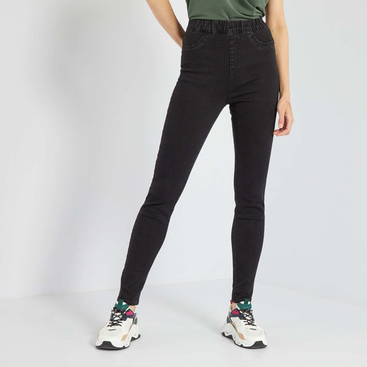 High-waist stretchy jeggings BLACK