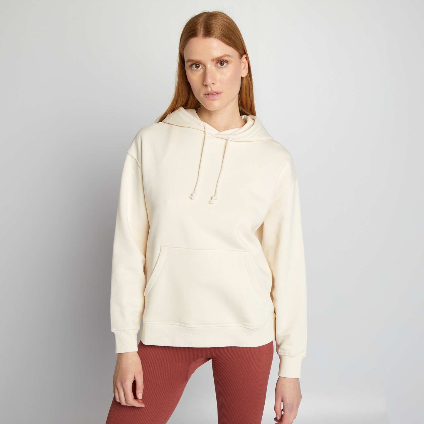 Plain sweatshirt fabric hoodie WHITE