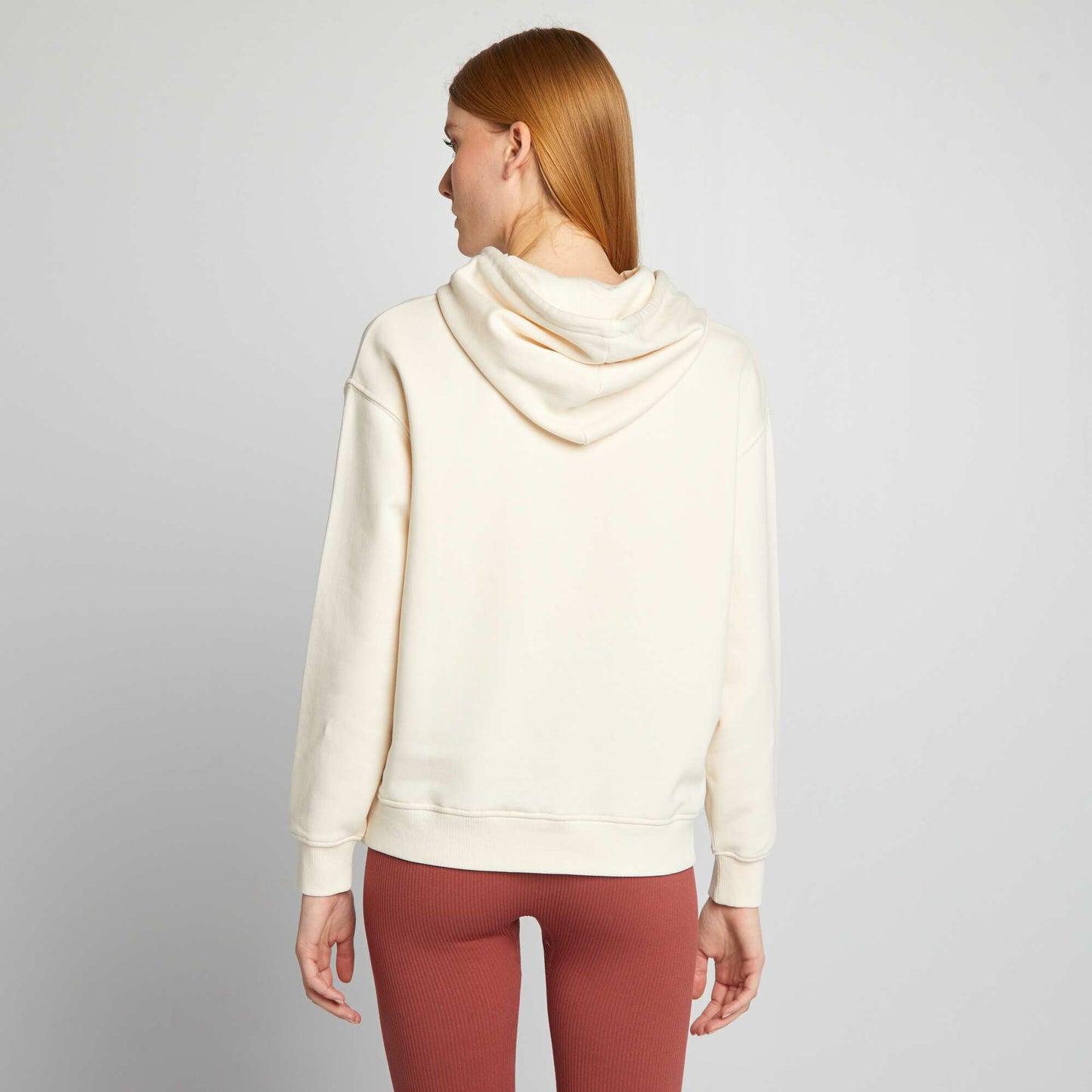 Plain sweatshirt fabric hoodie WHITE