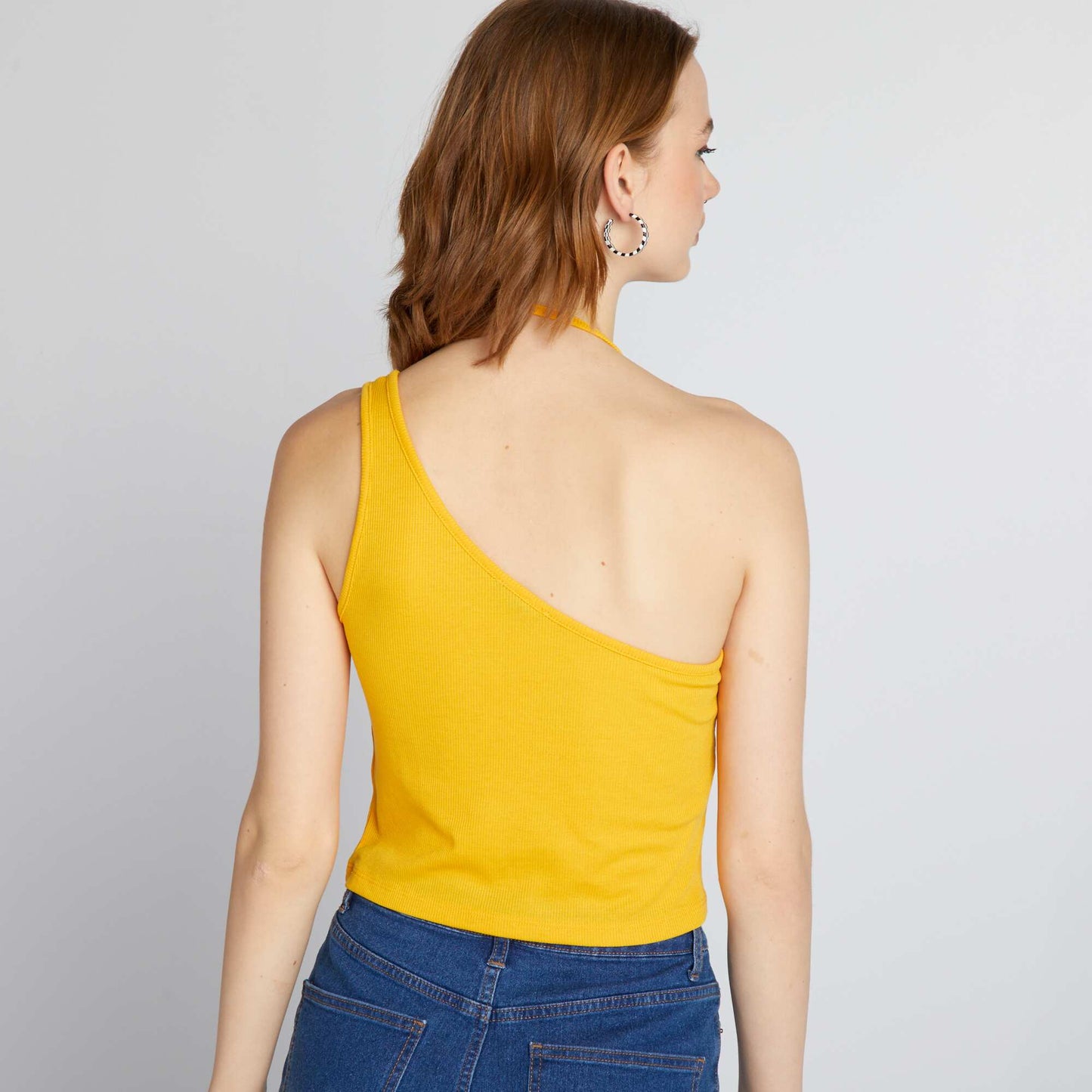 Vest top with asymmetric straps LEMON YELLOW