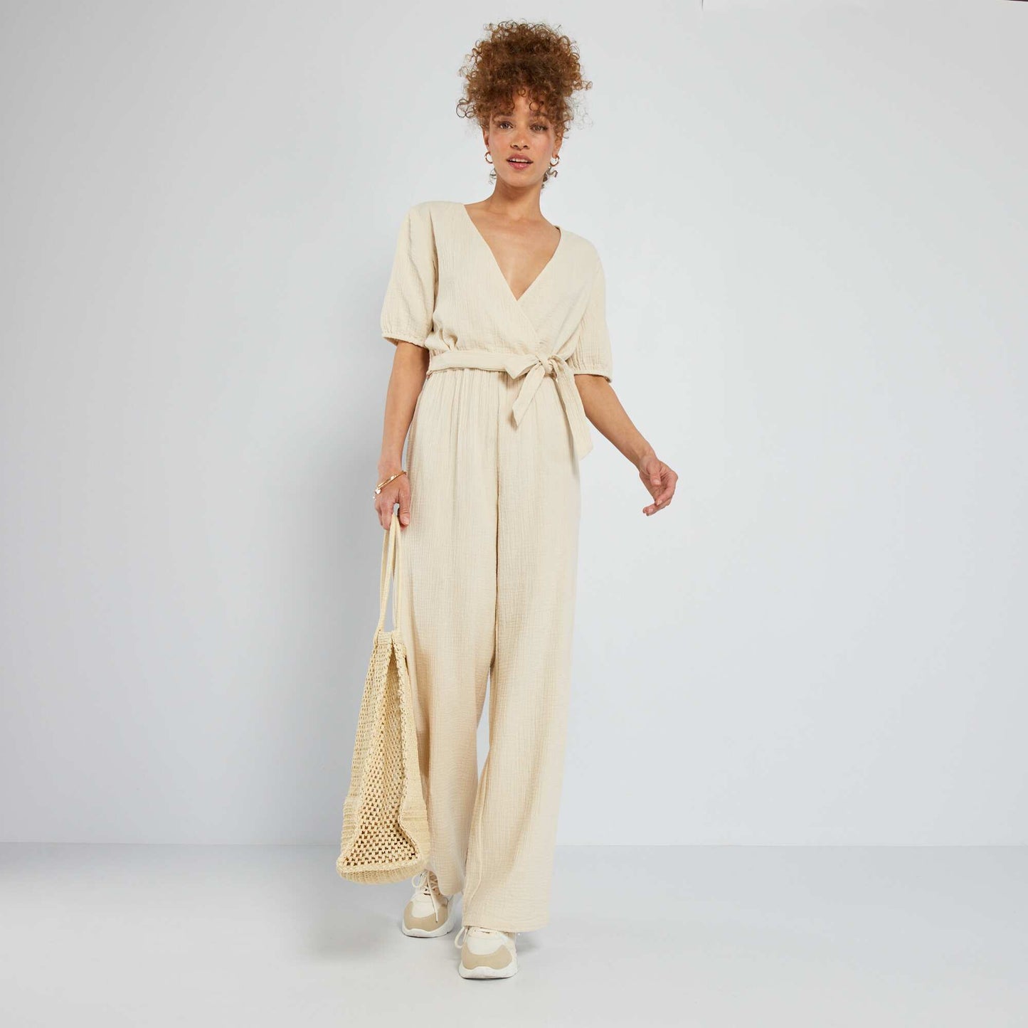 Wide-leg cotton gauze trousers SANDSHELL1