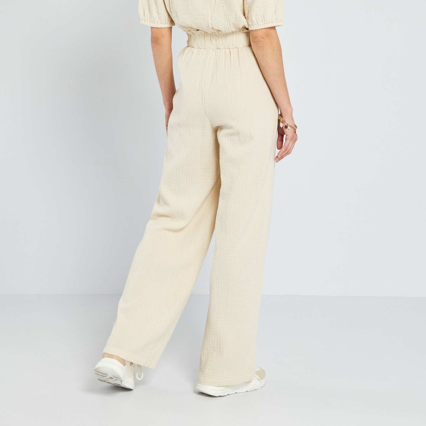 Wide-leg cotton gauze trousers SANDSHELL1