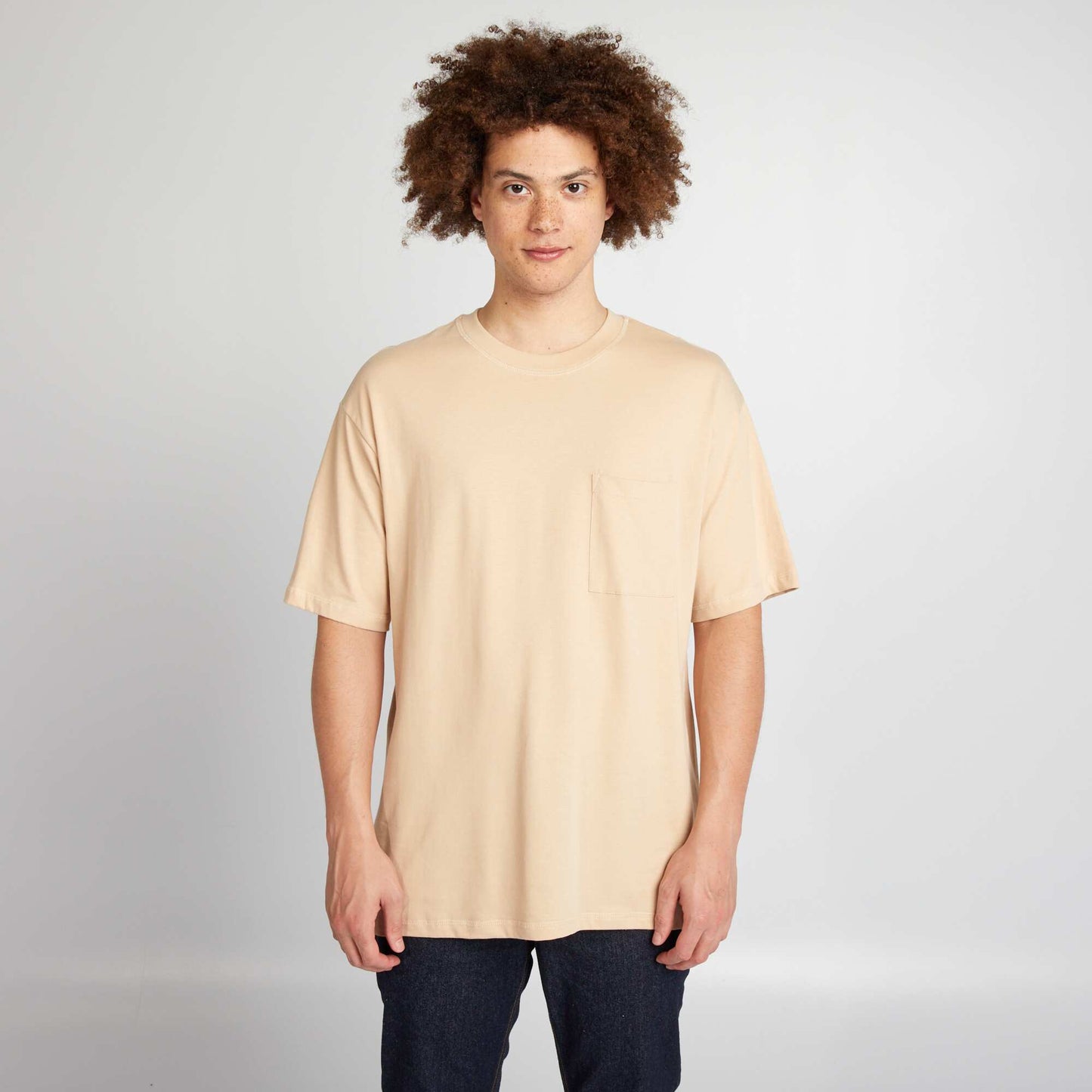 Plain loose-fit T-shirt BEIGE