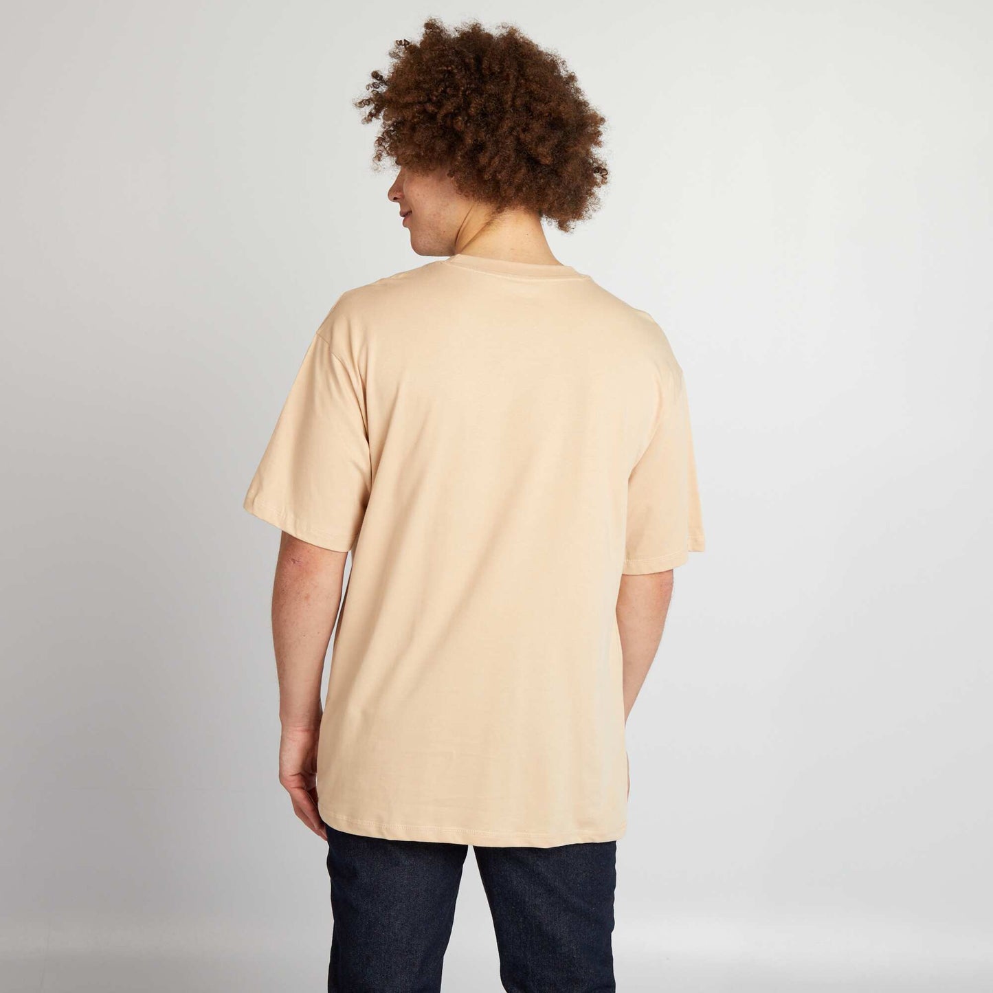 Plain loose-fit T-shirt BEIGE