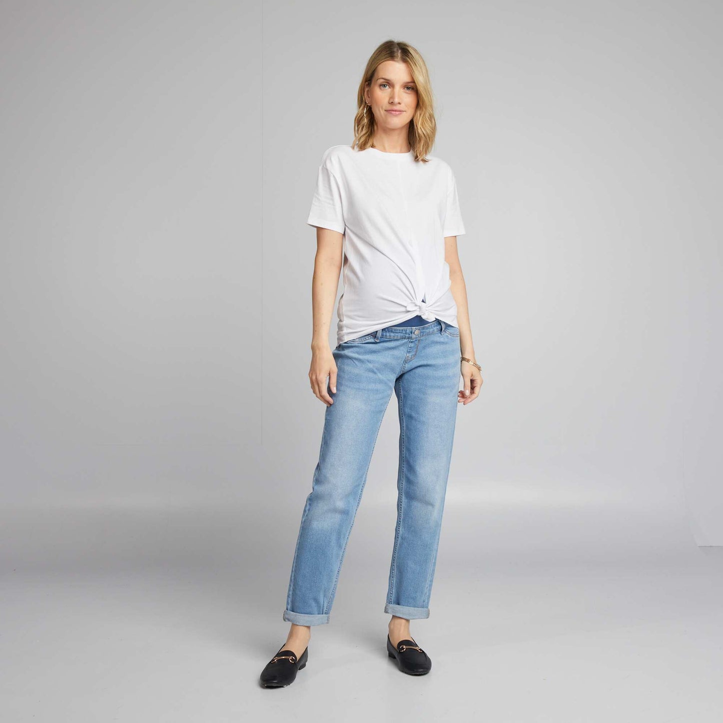 Maternity mom-fit jeans with distressed detailing BLUE