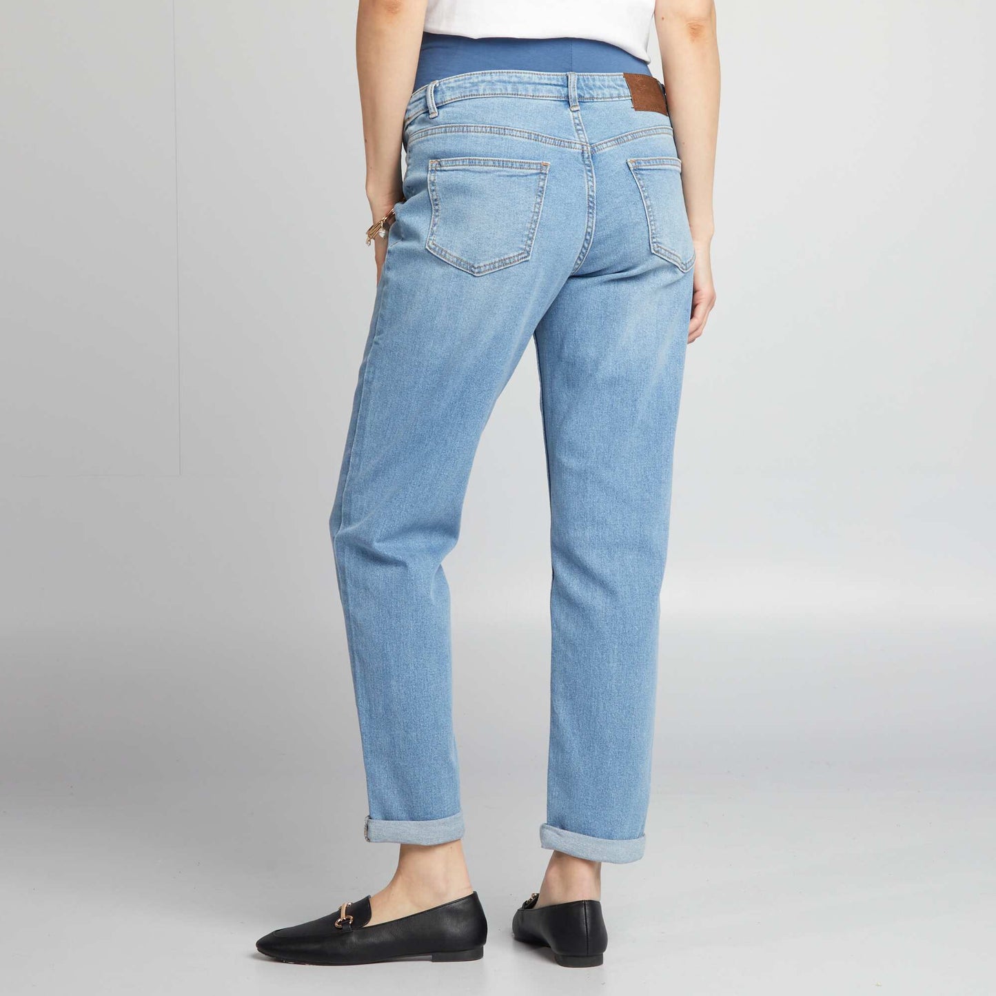 Maternity mom-fit jeans with distressed detailing BLUE