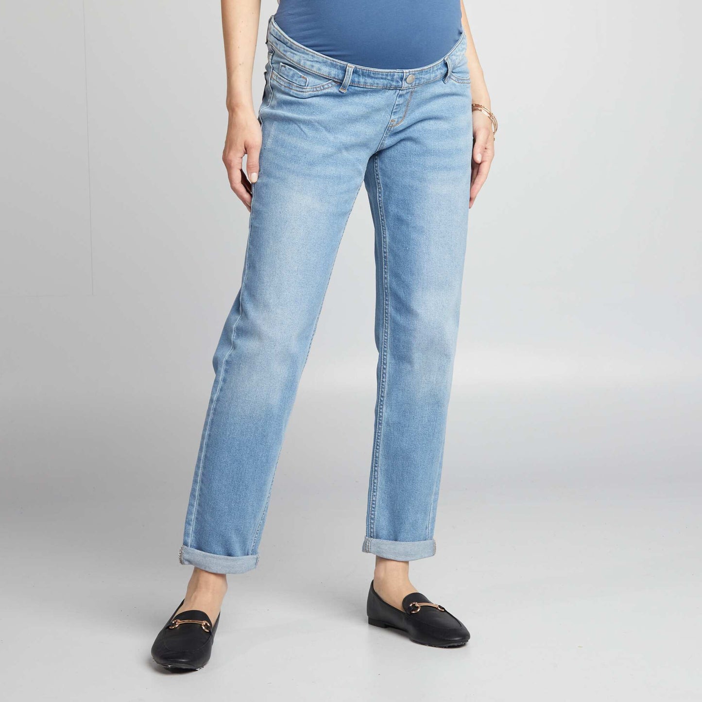 Maternity mom-fit jeans with distressed detailing BLUE