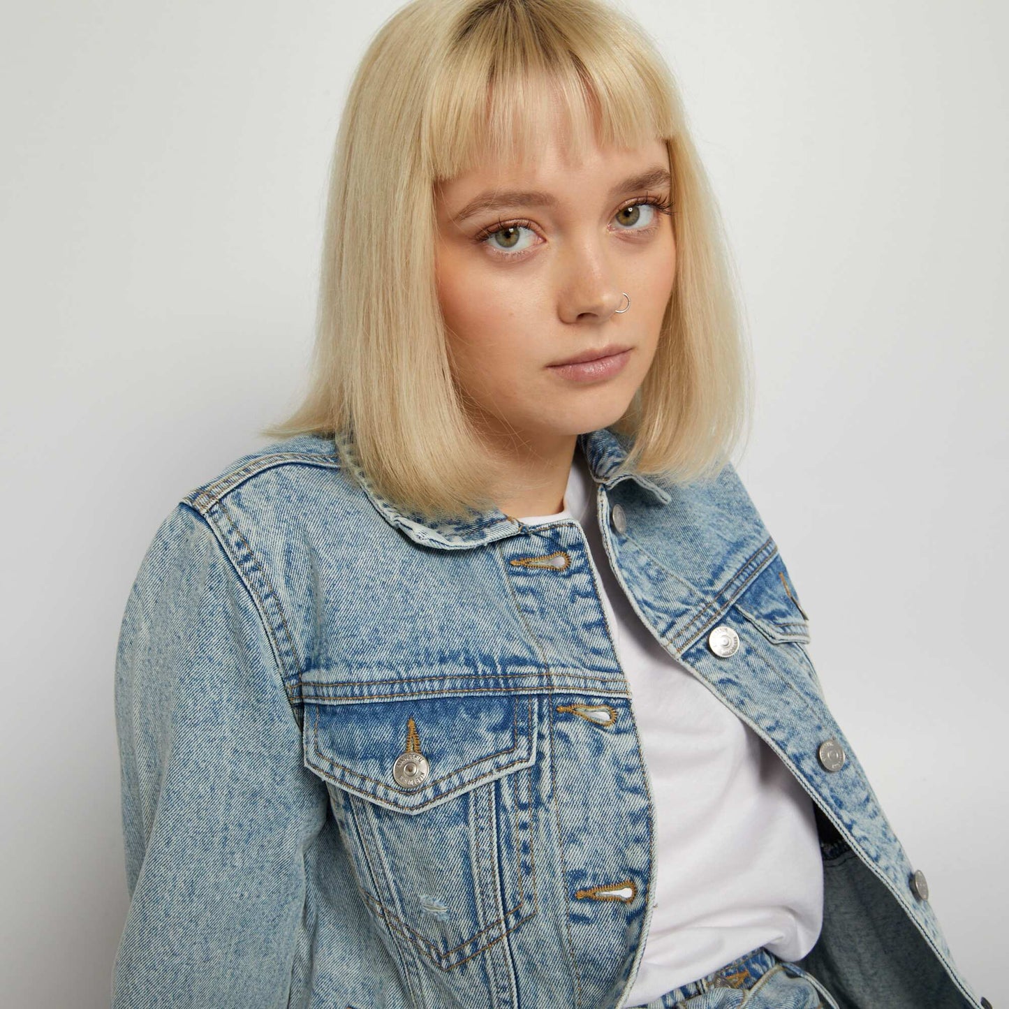 Cropped denim jacket BLUE