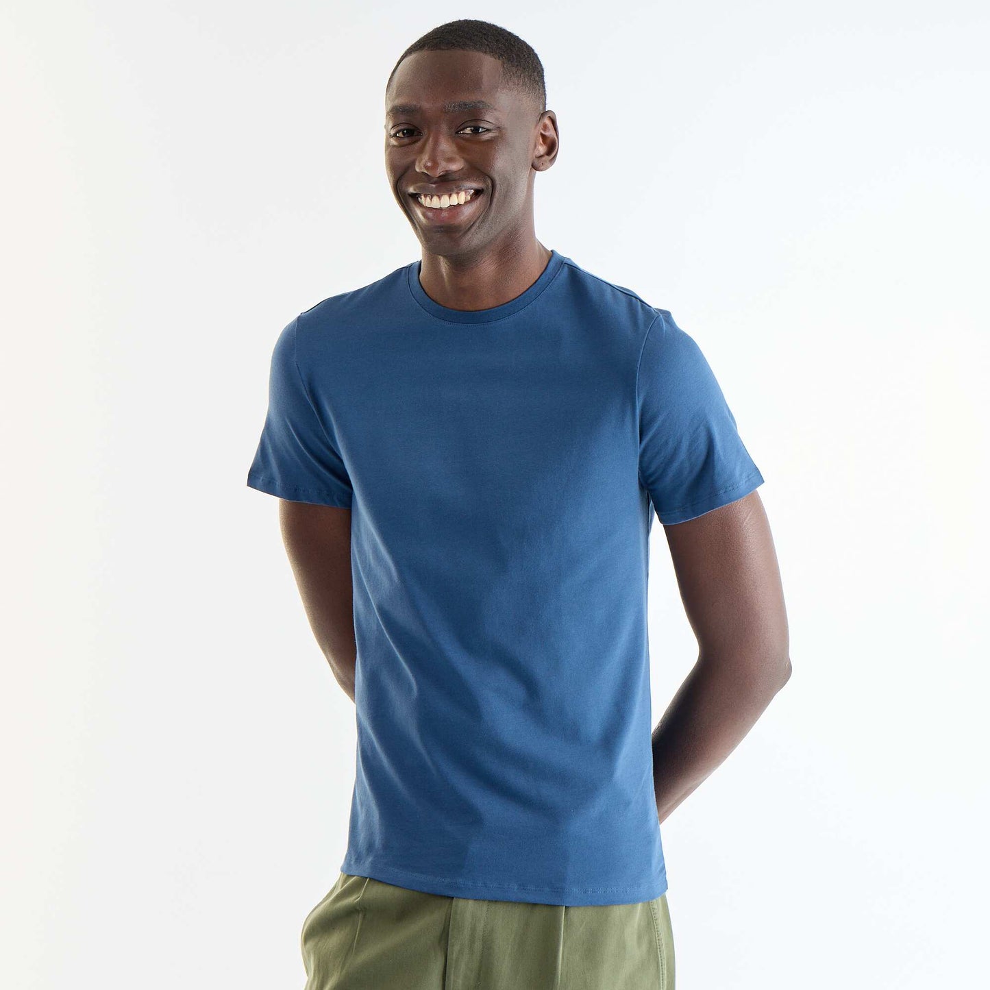 Plain T-shirt - Slim fit BLUE
