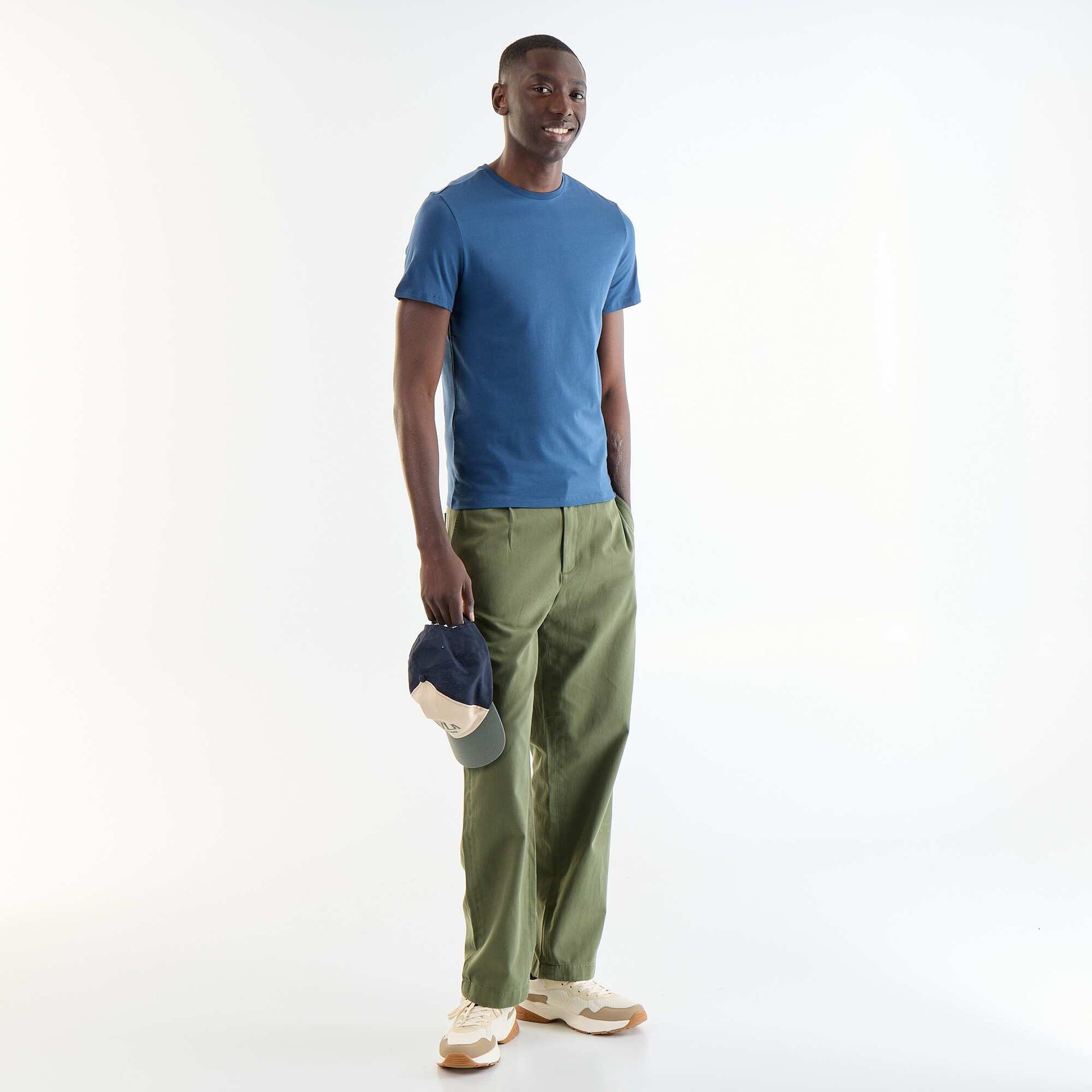 Plain T-shirt - Slim fit BLUE