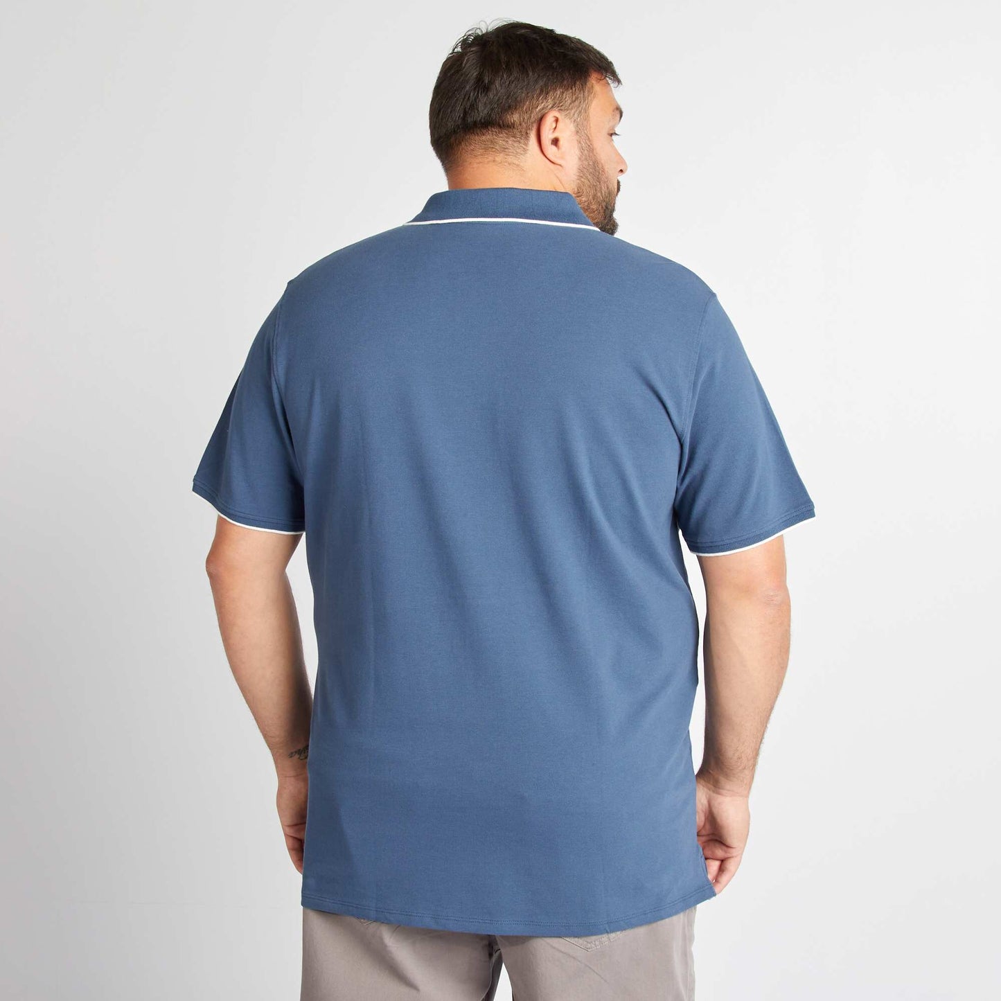 Cotton polo shirt with contrasting details BLUE