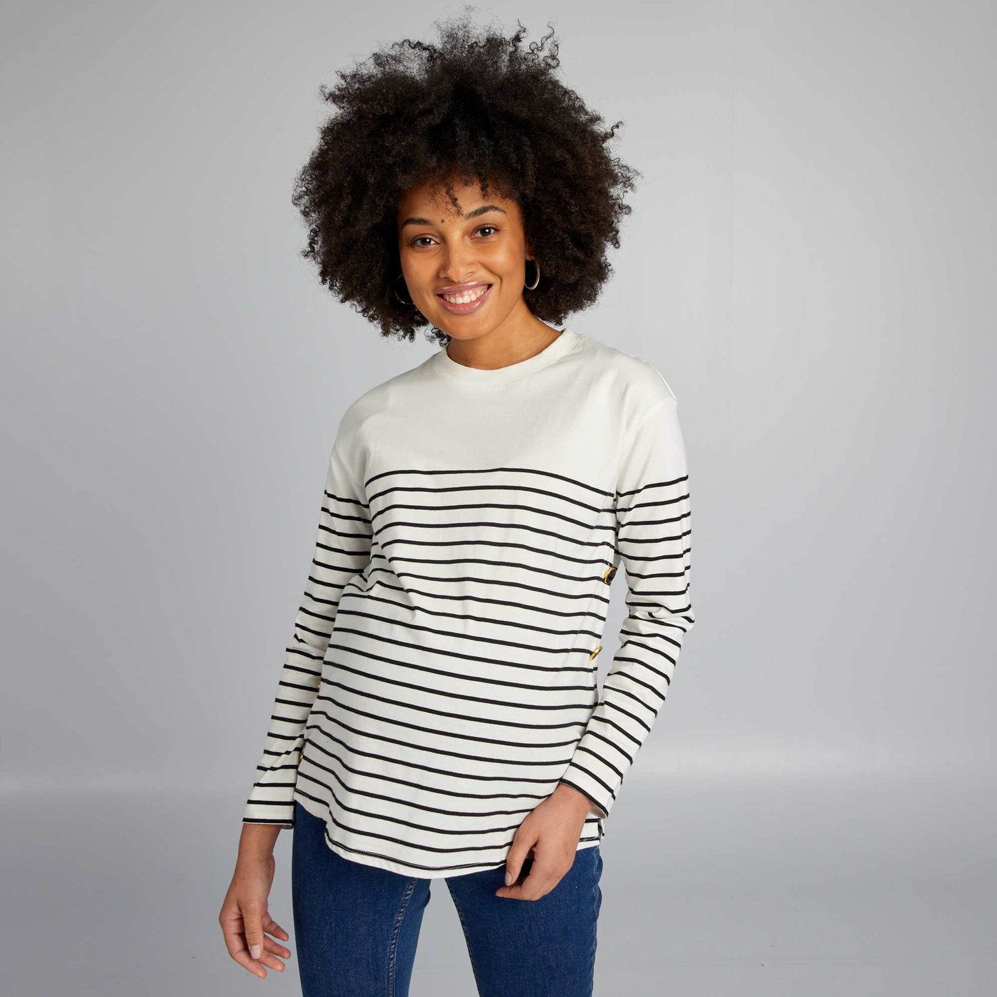 Striped nursing T-shirt WHITE