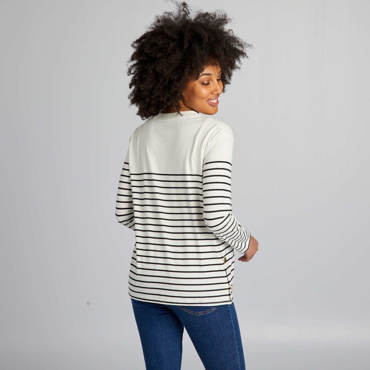 Striped nursing T-shirt WHITE