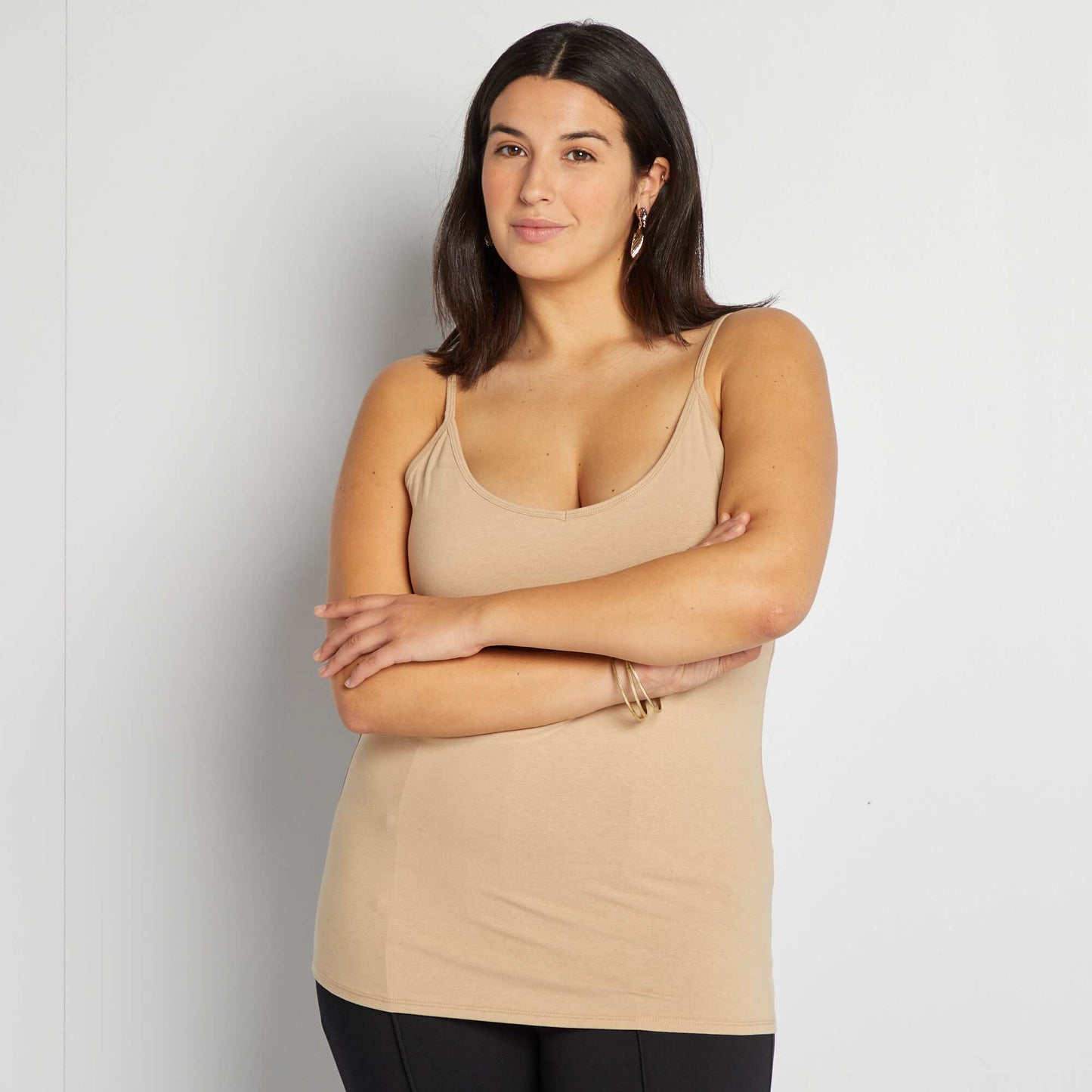 Cami Top with Thin Straps BEIGE