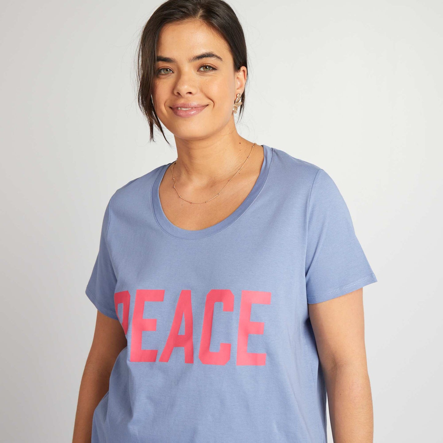 Printed cotton T-shirt BLUE