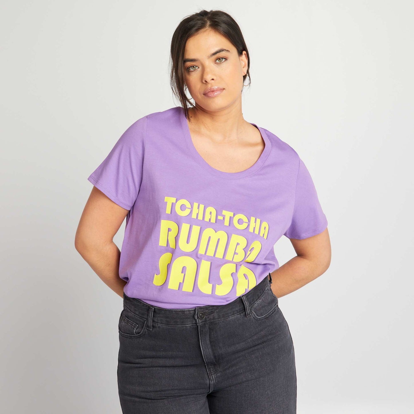 Printed cotton T-shirt PURPLE