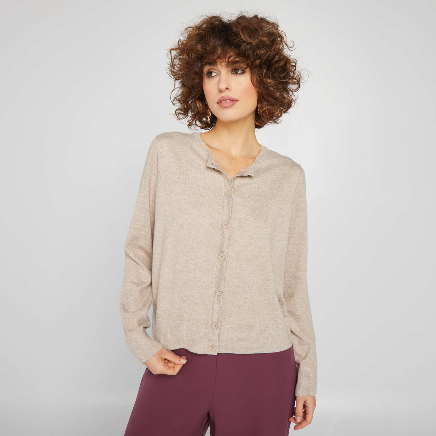 Long-sleeved cardigan BEIGE