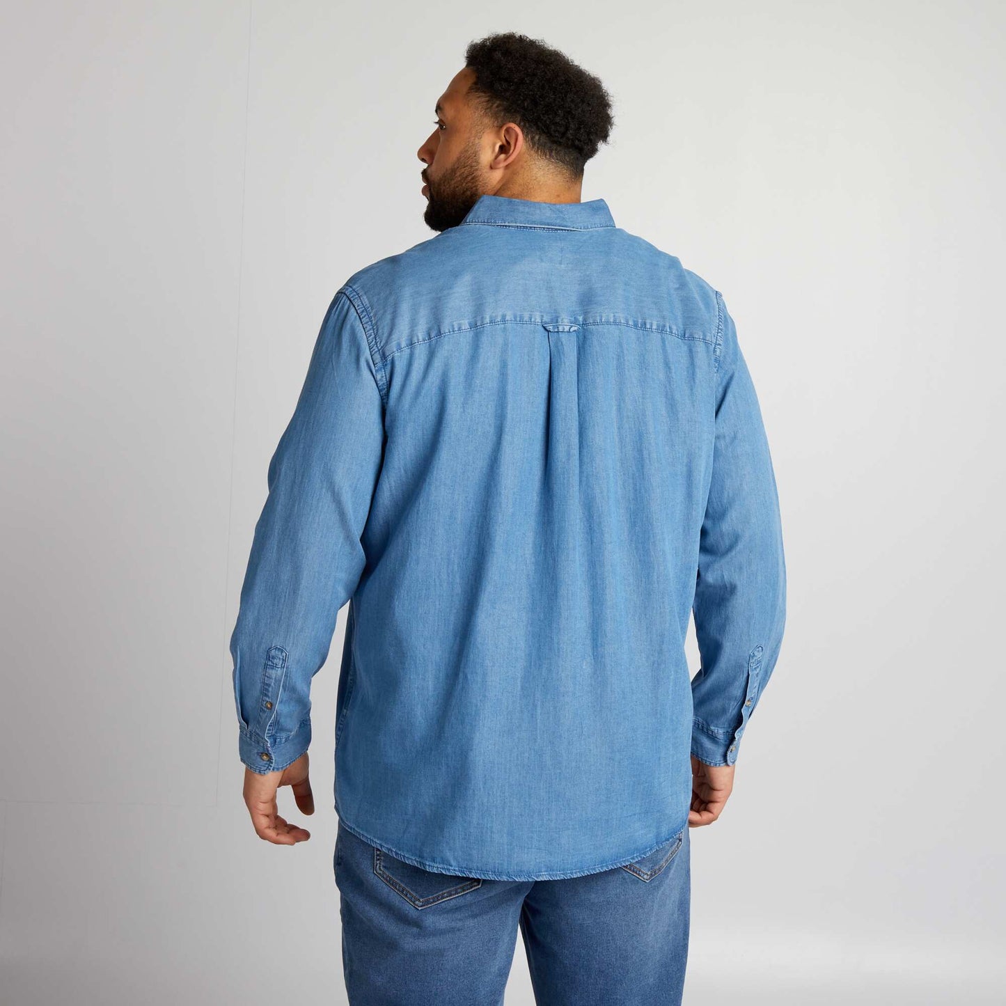 Denim effect straight-cut shirt BLUE