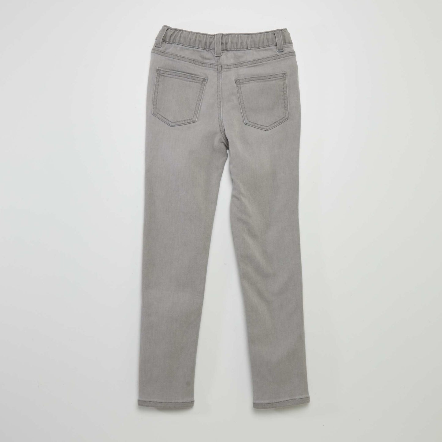 Jeans with elasticated waist and drawstring ties GREY