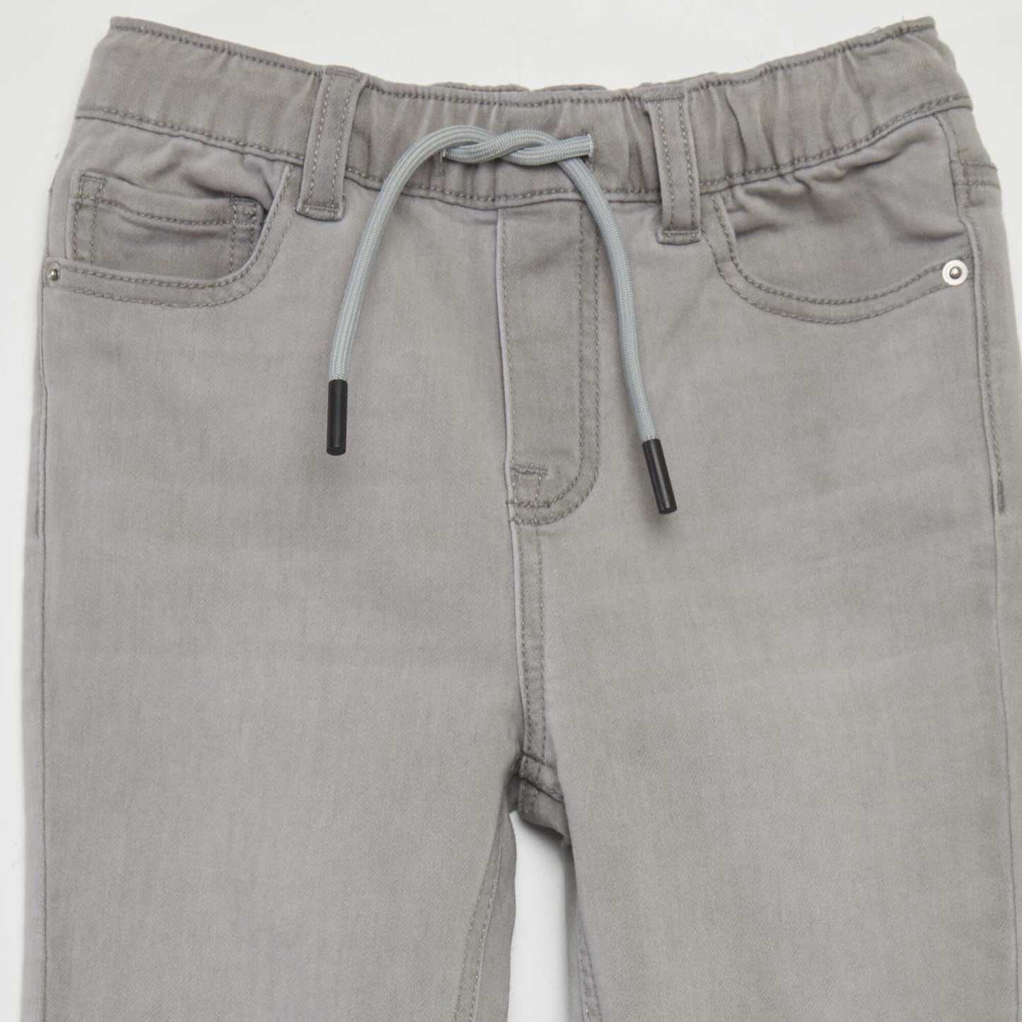 Jeans with elasticated waist and drawstring ties GREY