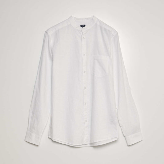 Mandarin collar shirt white