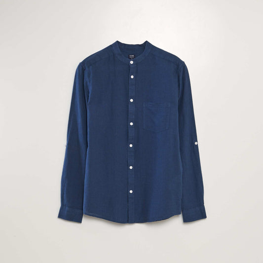 Mandarin collar shirt BLUE