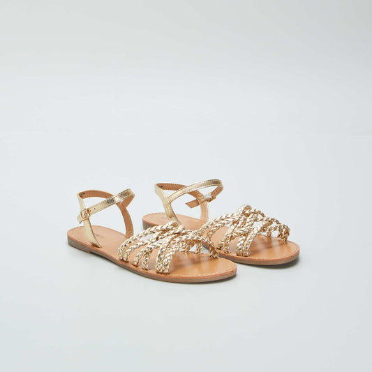 Flat sandals with braided straps YELLOW