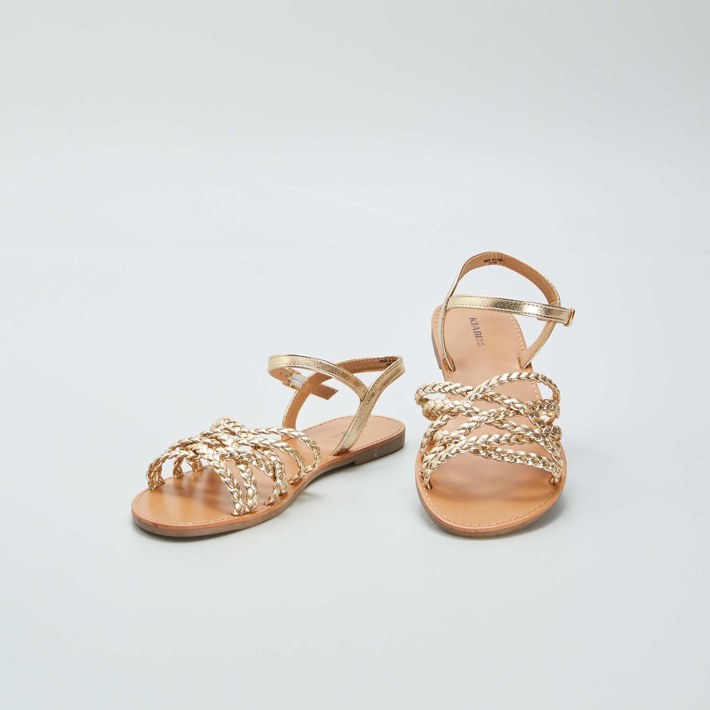 Flat sandals with braided straps YELLOW