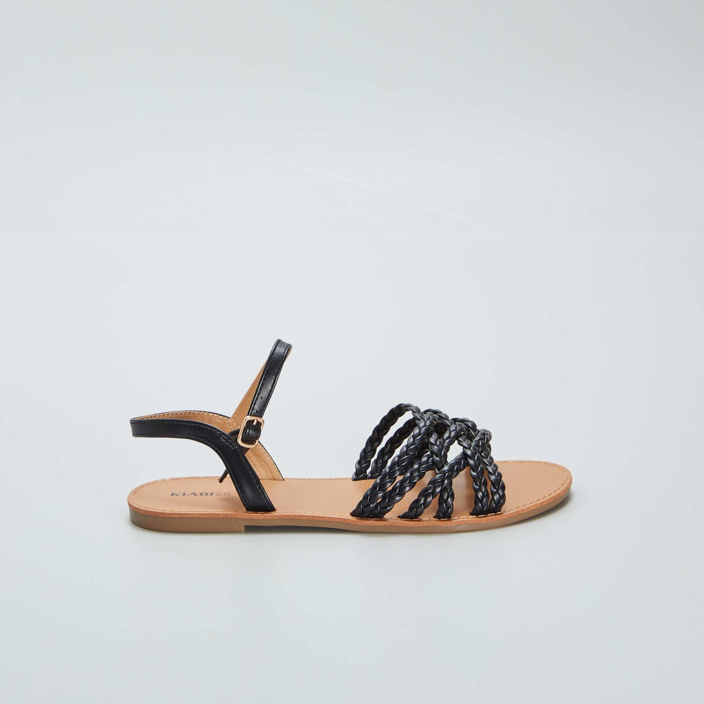 Flat sandals with braided straps black