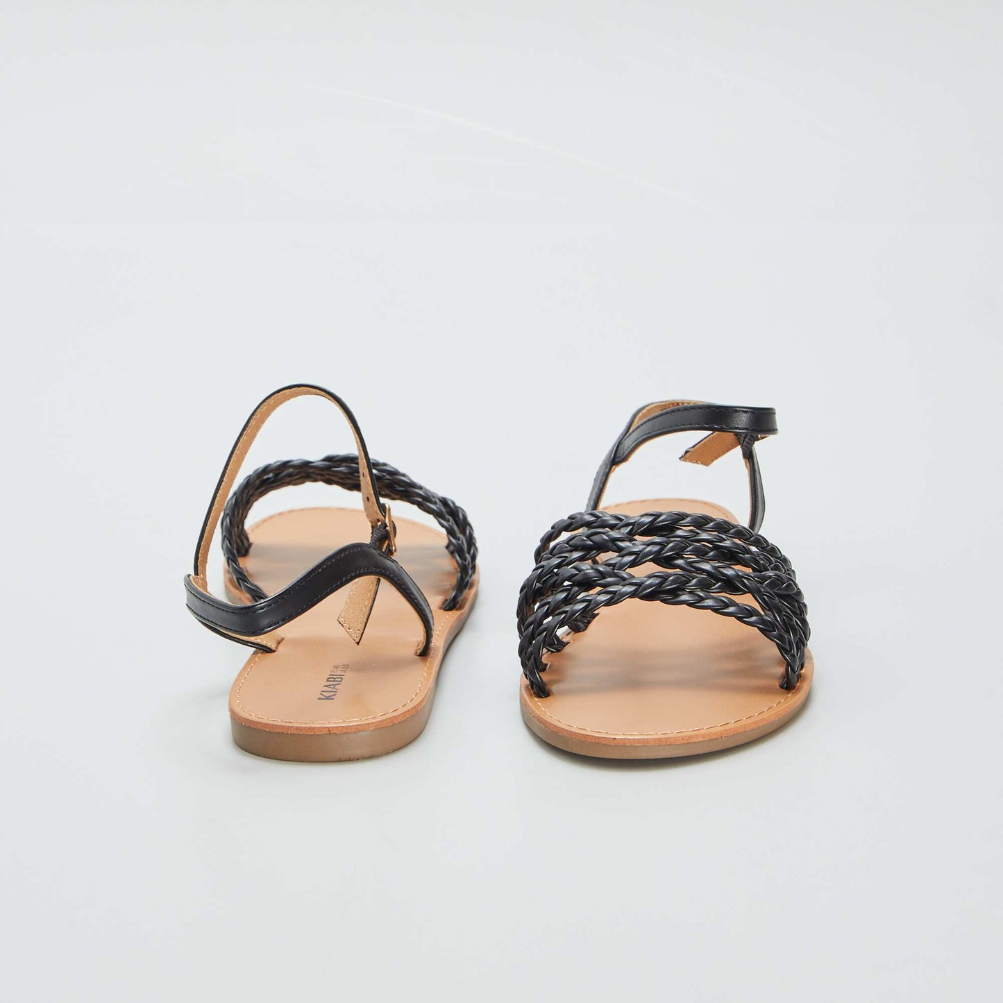 Flat sandals with braided straps black