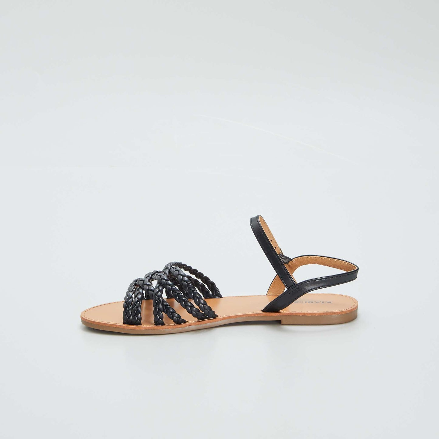 Flat sandals with braided straps black