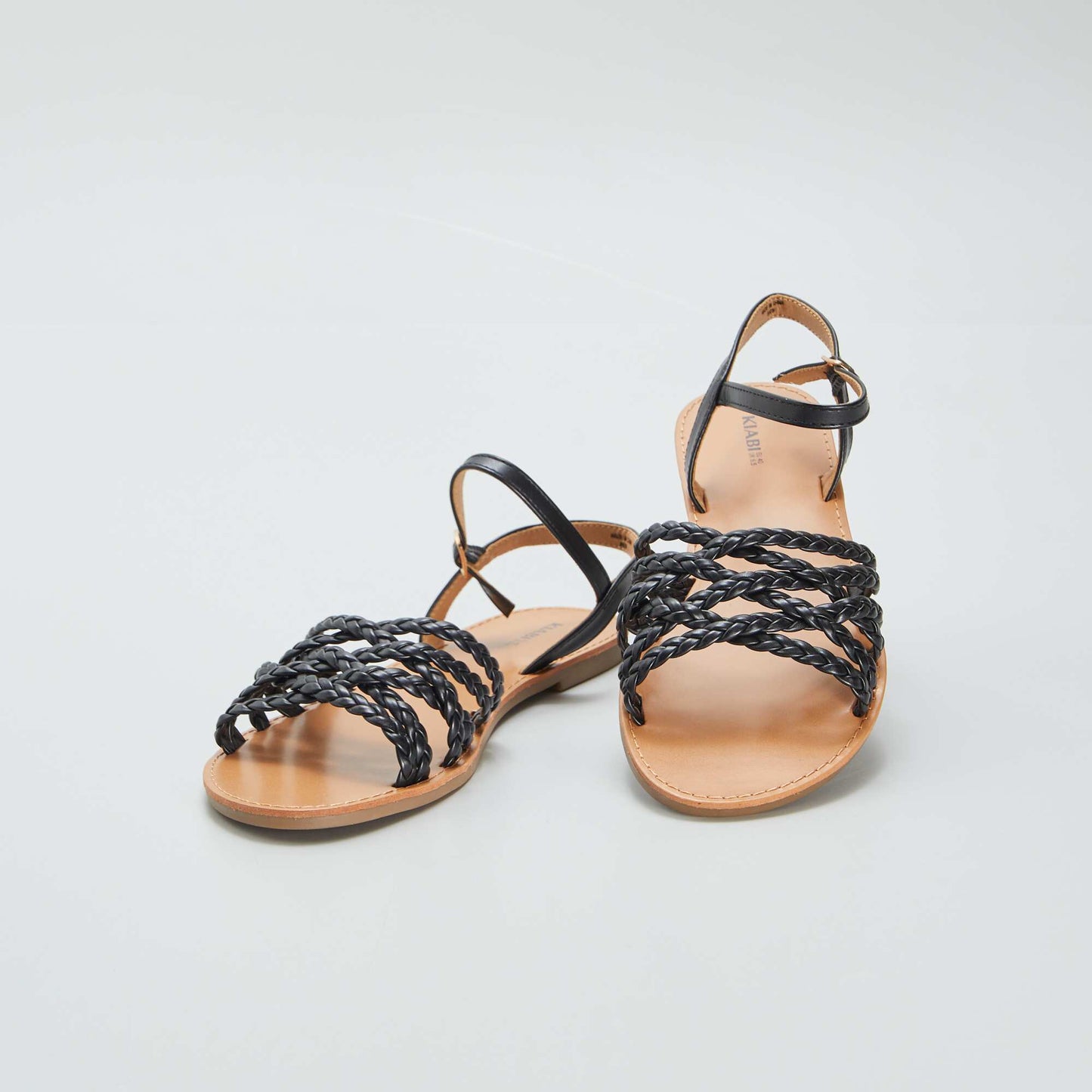 Flat sandals with braided straps black