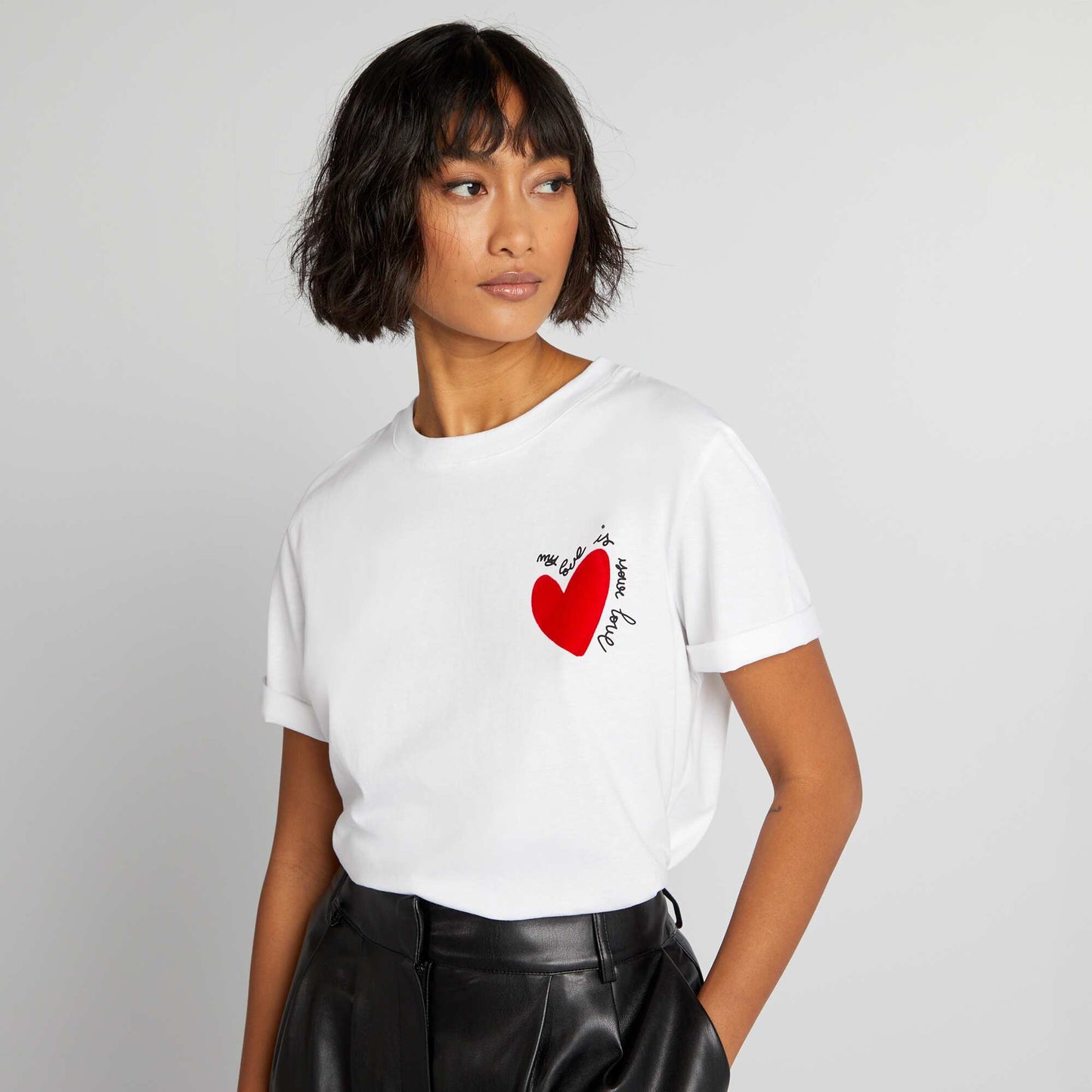 Heart print T-shirt WHITE