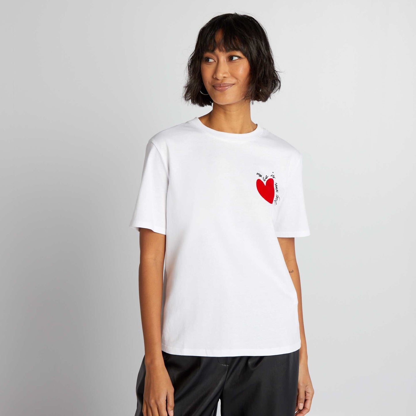 Heart print T-shirt WHITE