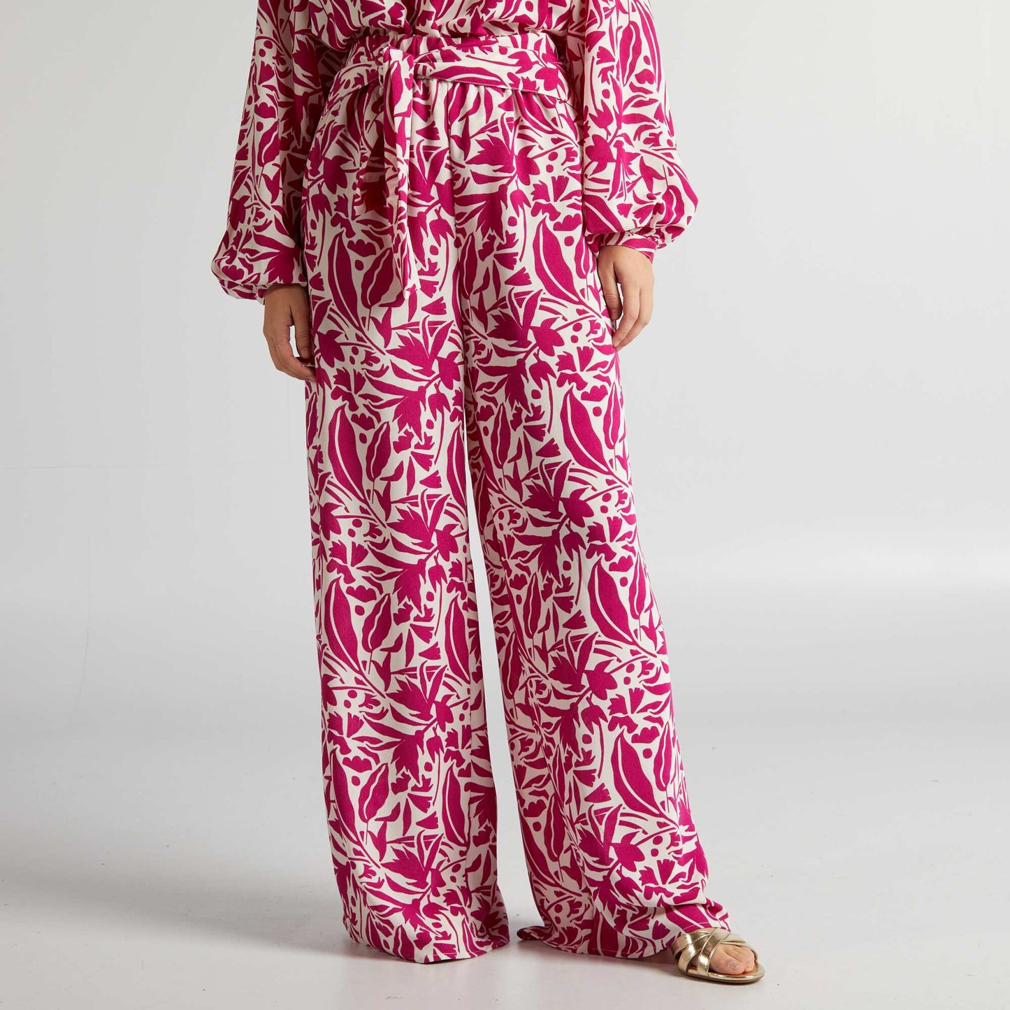 Floral print wide-leg trousers PINK