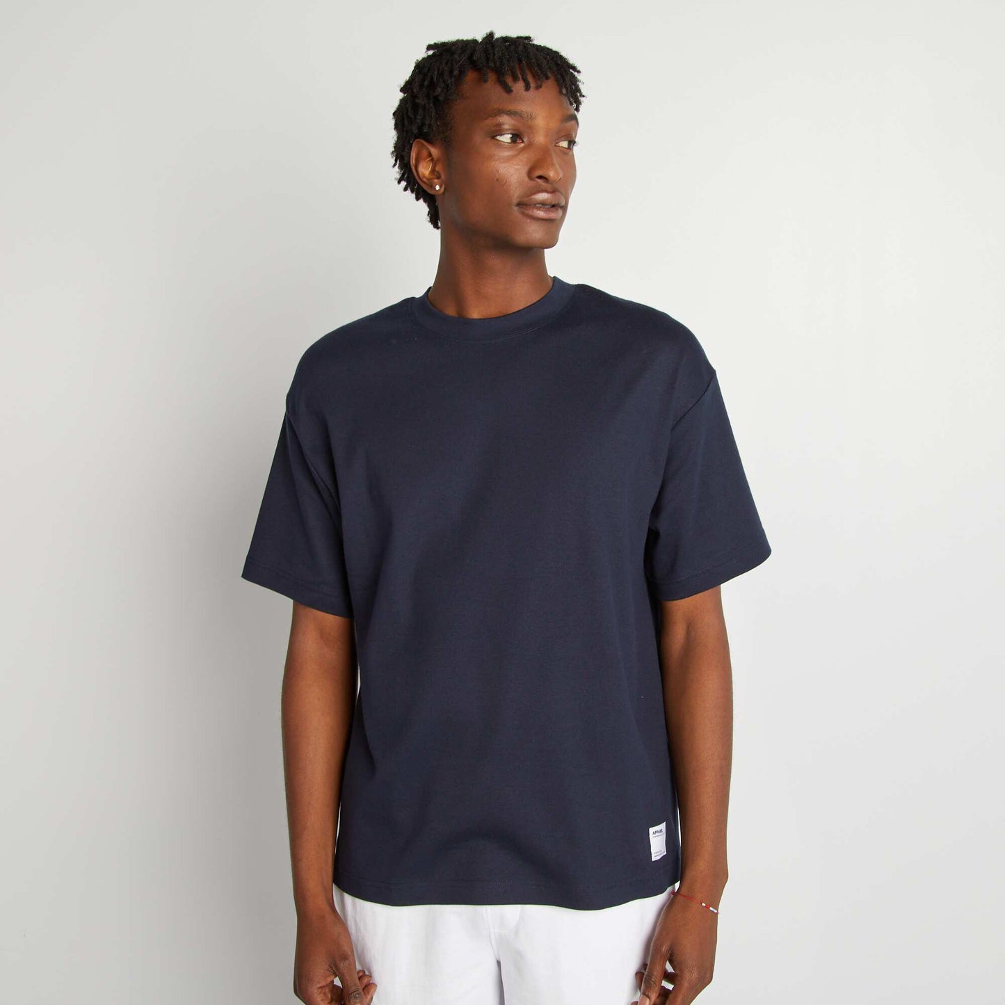 Round neck cotton T-shirt BLUE