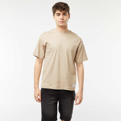 Round neck cotton T-shirt BROWN