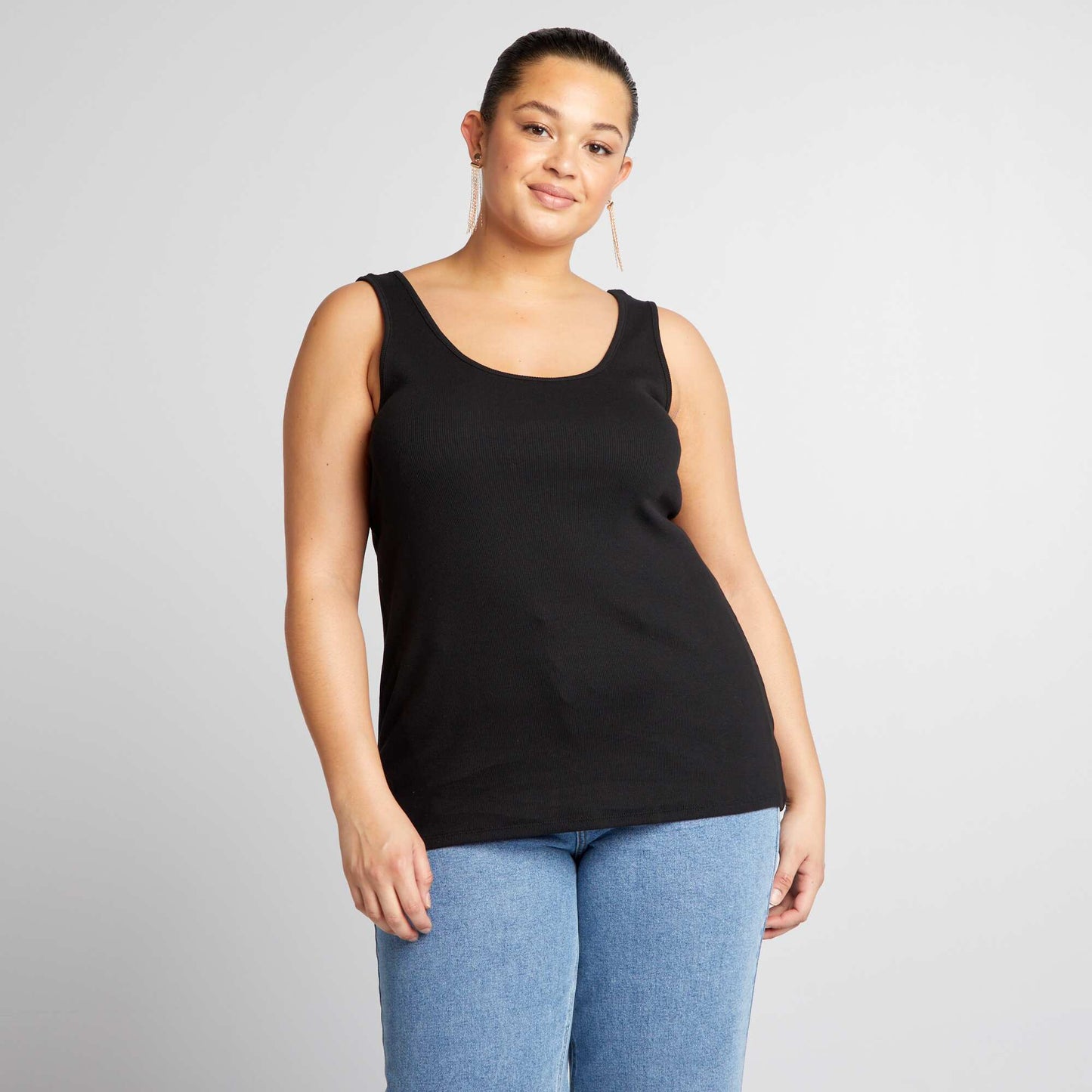 Basic ribbed vest top black