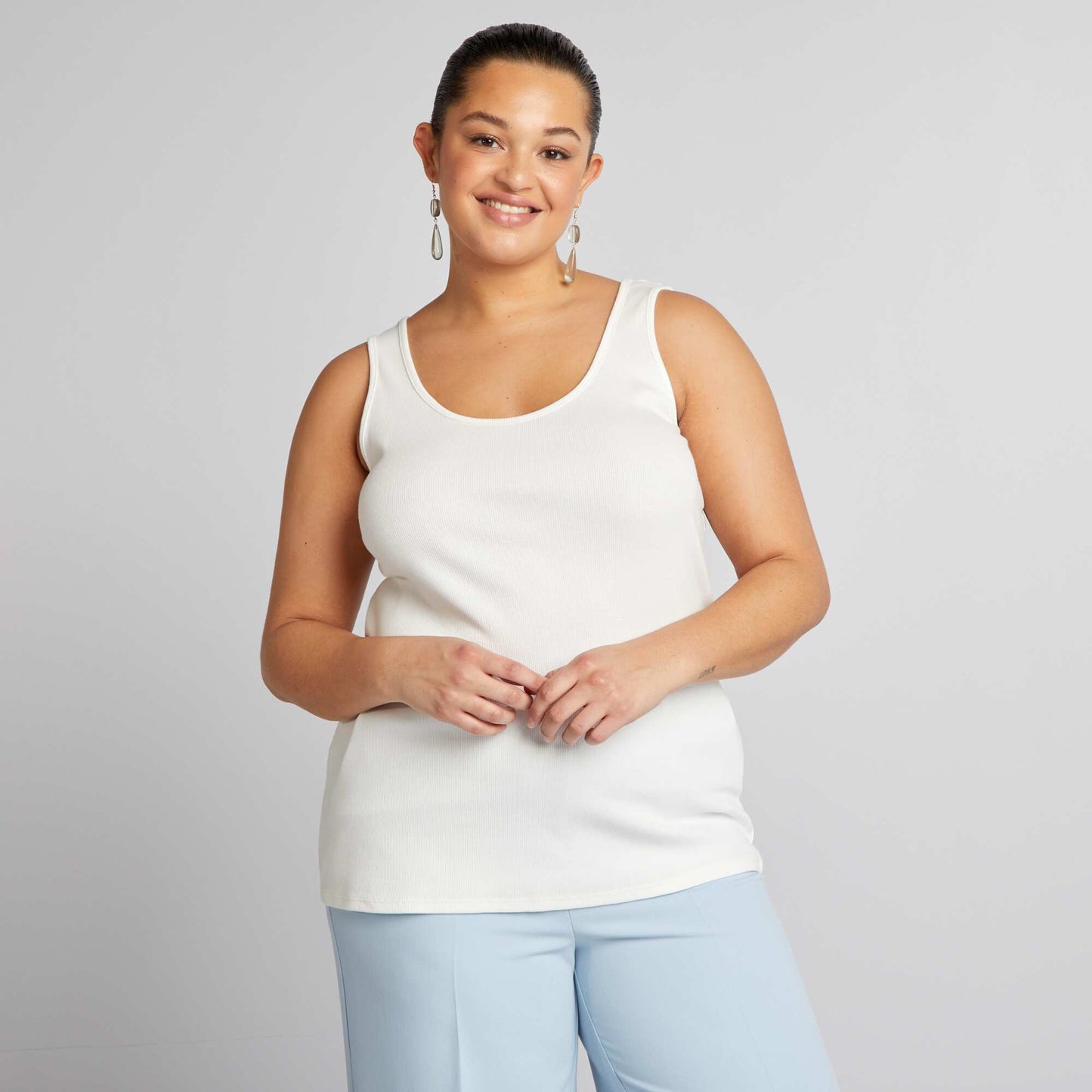 Basic ribbed vest top WHITE