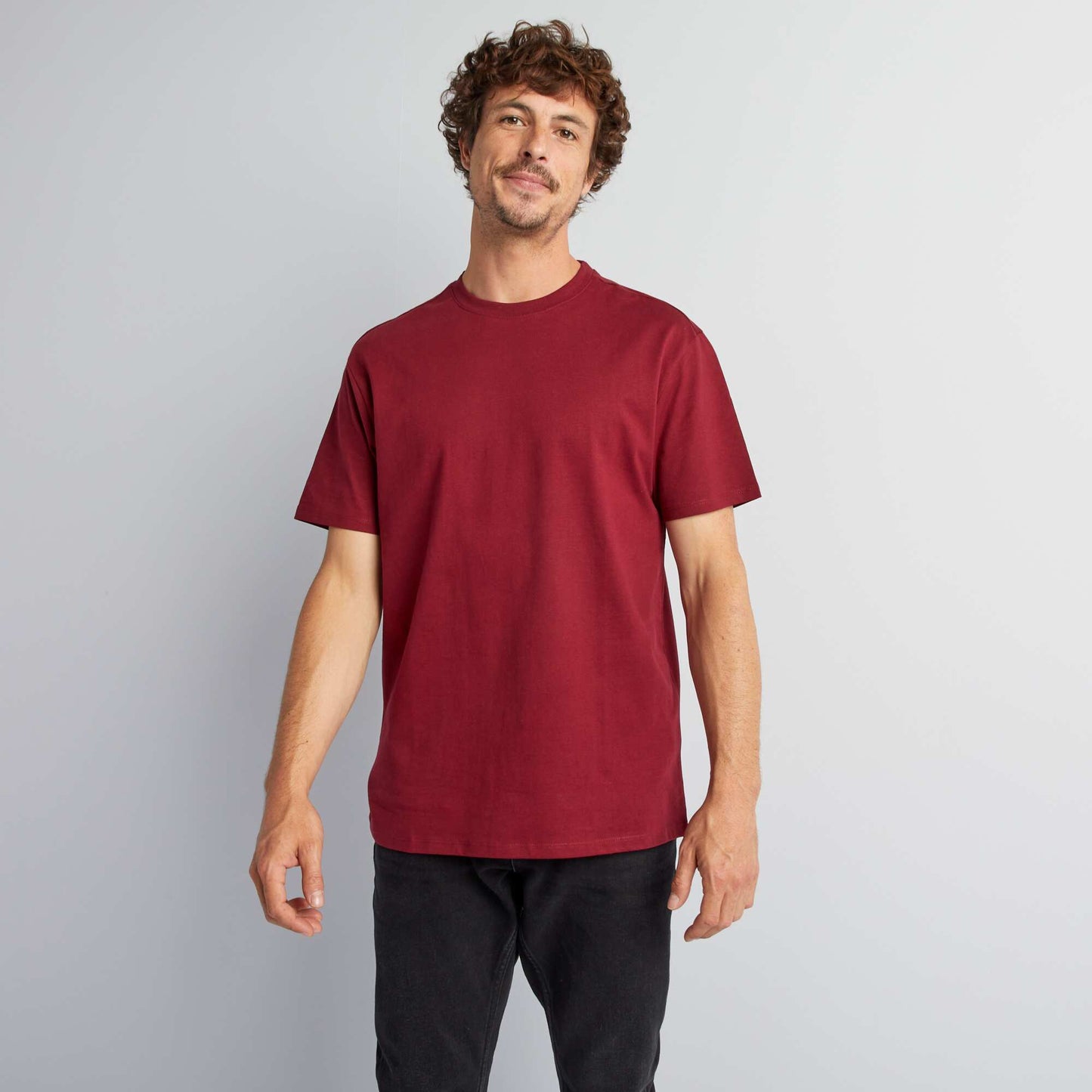 Round-neck cotton T-shirt RED